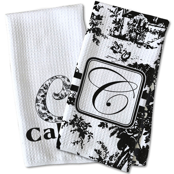 Toile Waffle Weave Towels - Two Print Styles