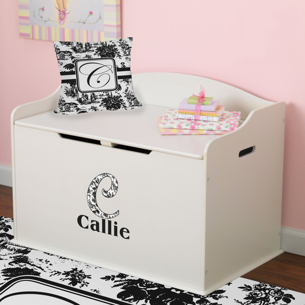 Toile Wall Name & Initial Small on Toy Chest