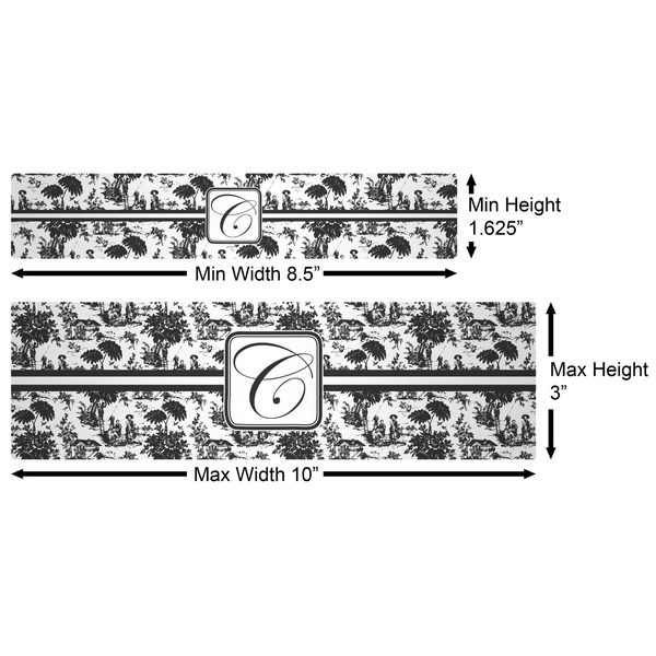 Toile Water Bottle Labels w/ Dimensions