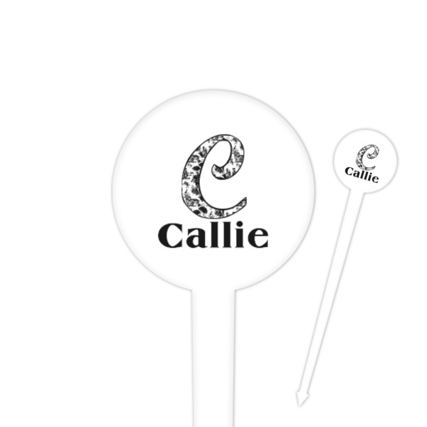 Custom Toile 4" Round Plastic Food Picks - White - Single Sided (Personalized)