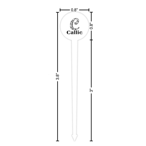 Toile White Plastic 4" Food Pick - Round - Dimensions