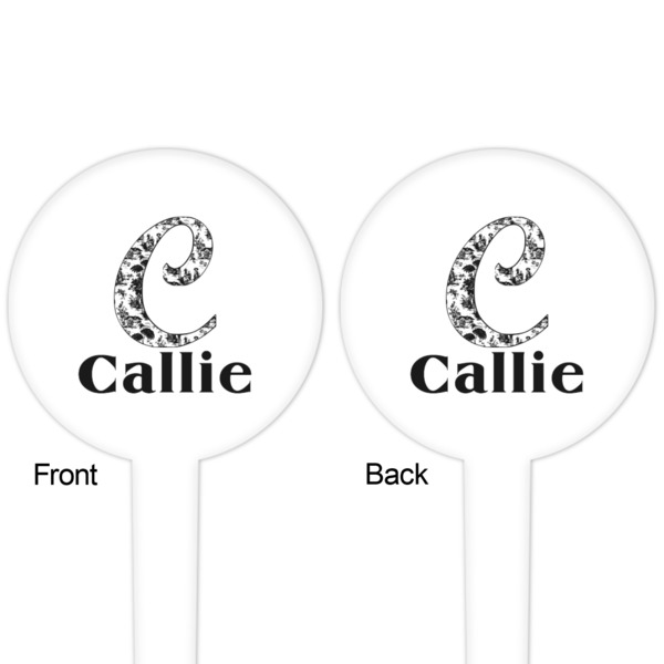 Toile White Plastic 4" Food Pick - Round - Double Sided - Front & Back