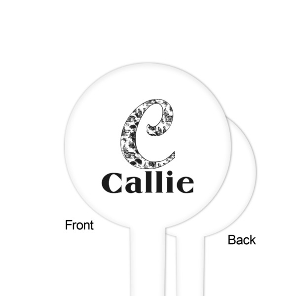 Toile White Plastic 4" Food Pick - Round - Single Sided - Front & Back