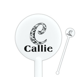 Toile 5.5" Round Plastic Stir Sticks - White - Double Sided (Personalized)