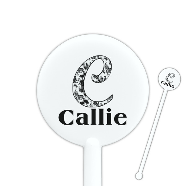 Custom Toile 5.5" Round Plastic Stir Sticks - White - Double Sided (Personalized)