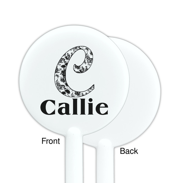 Toile White Plastic 5.5" Stir Stick - Single Sided - Round - Front & Back