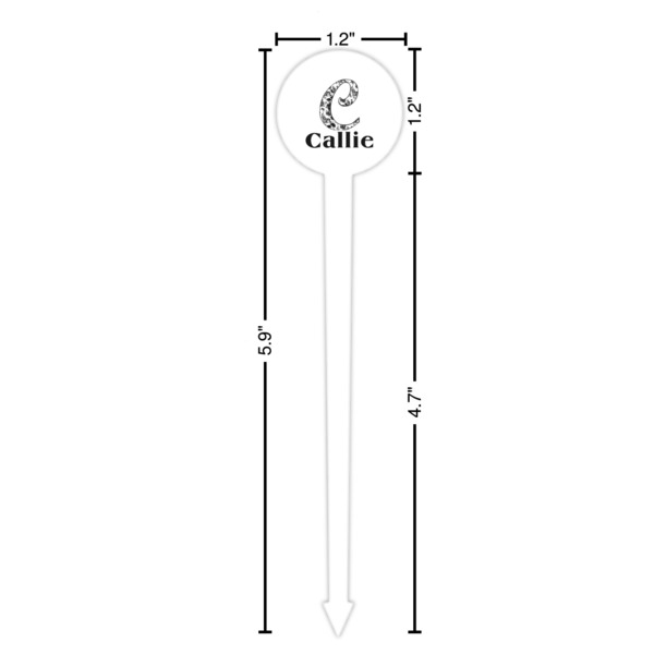 Toile White Plastic 6" Food Pick - Round - Dimensions