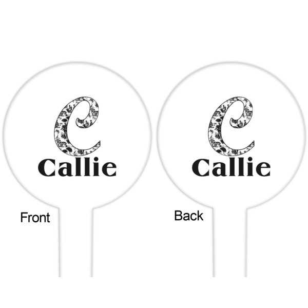 Toile White Plastic 6" Food Pick - Round - Double Sided - Front & Back