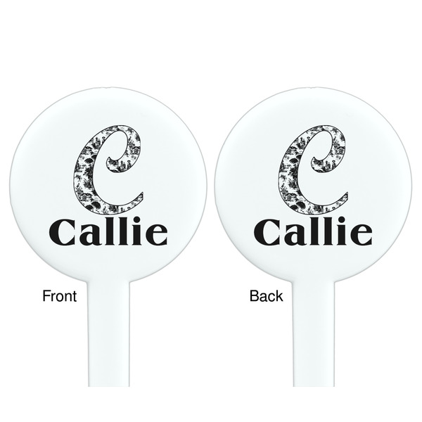 Toile White Plastic 7" Stir Stick - Double Sided - Round - Front & Back