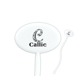 Toile 7" Oval Plastic Stir Sticks - White - Double Sided (Personalized)