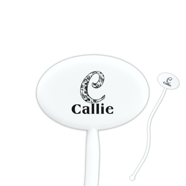 Custom Toile 7" Oval Plastic Stir Sticks - White - Double Sided (Personalized)