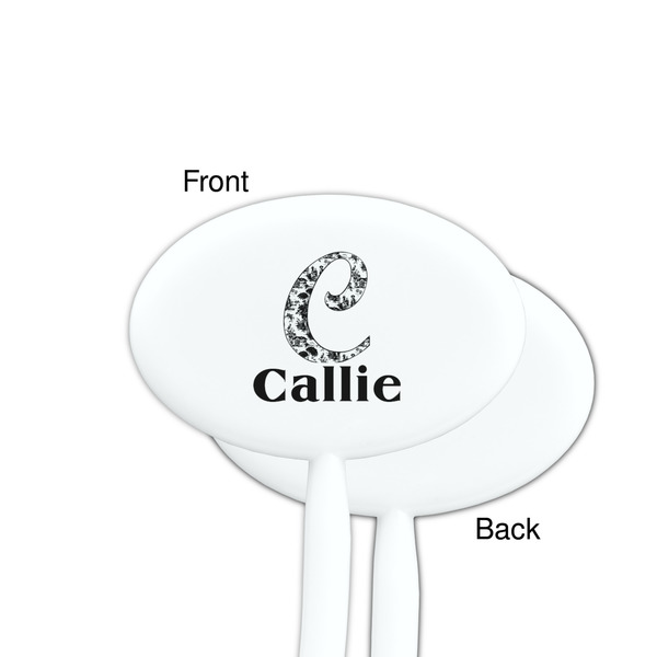 Toile White Plastic 7" Stir Stick - Single Sided - Oval - Front & Back