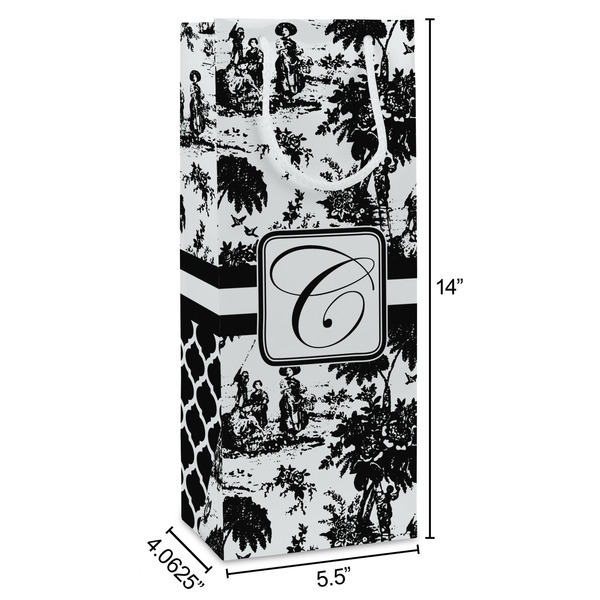 Toile Wine Gift Bag - Dimensions