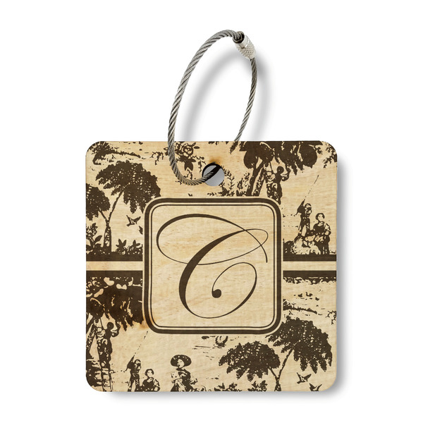 Custom Toile Wood Luggage Tag - Square (Personalized)