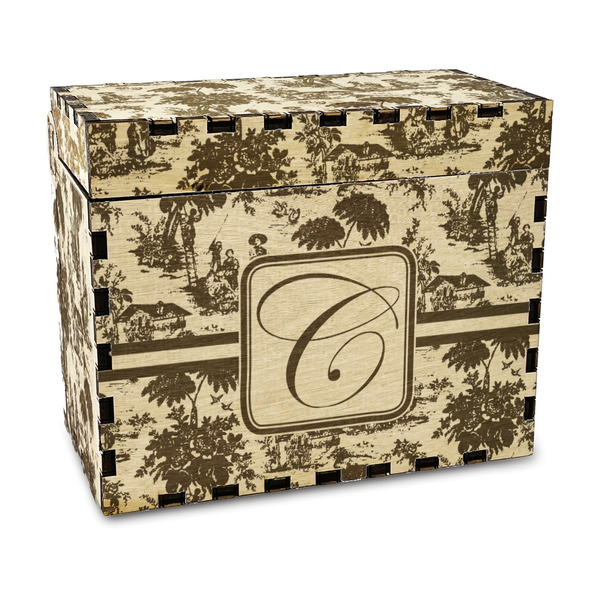 Custom Toile Wood Recipe Box - Laser Engraved (Personalized)