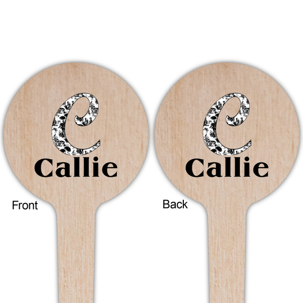 Toile Wooden 4" Food Pick - Round - Double Sided - Front & Back