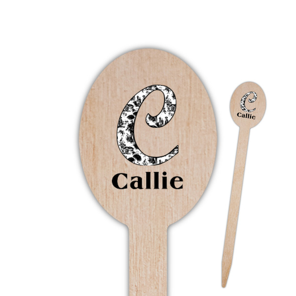Custom Toile Oval Wooden Food Picks - Single Sided (Personalized)