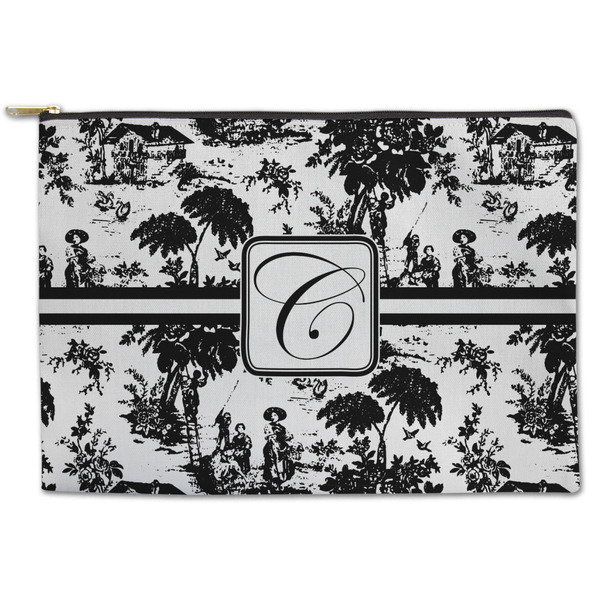 Custom Toile Zipper Pouch - Large - 12.5"x8.5" (Personalized)