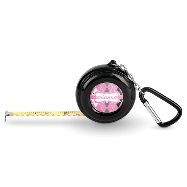 Custom Argyle Pocket Tape Measure - 6 Ft w/ Carabiner Clip (Personalized)