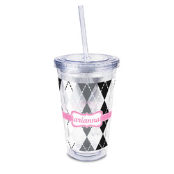 Argyle 16oz Double Wall Acrylic Tumbler with Lid & Straw - Full Print (Personalized)