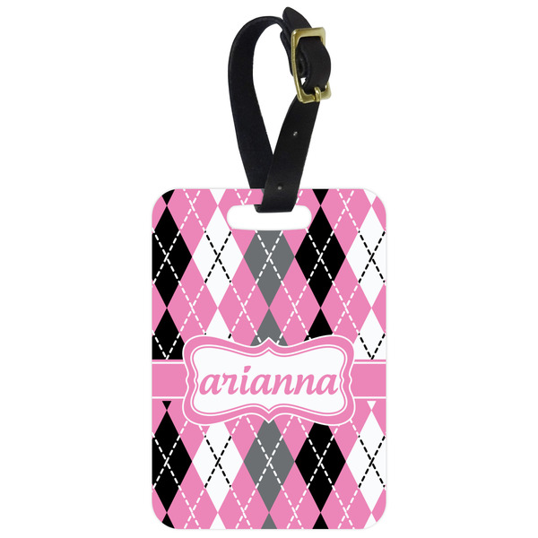 Custom Argyle Metal Luggage Tag w/ Name or Text