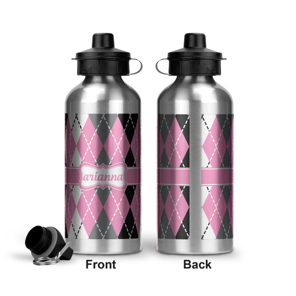Argyle Aluminum Water Bottle - Front and Back