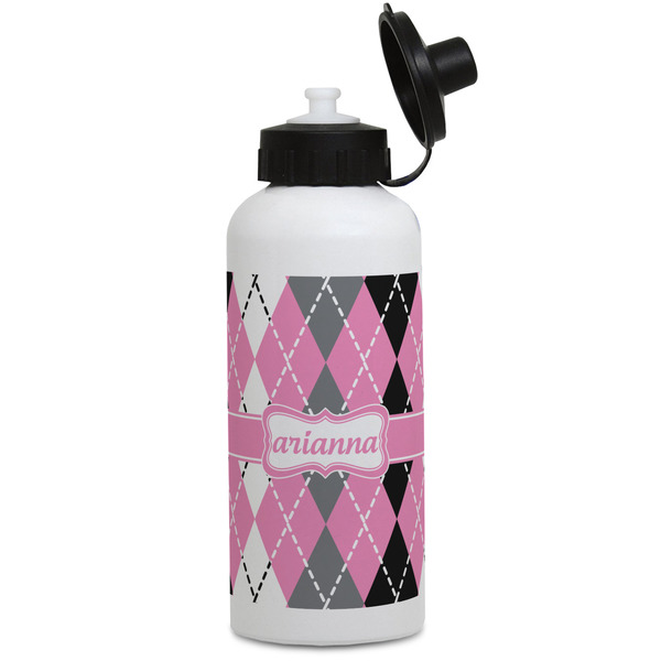Custom Argyle Water Bottles - Aluminum - 20 oz - White (Personalized)