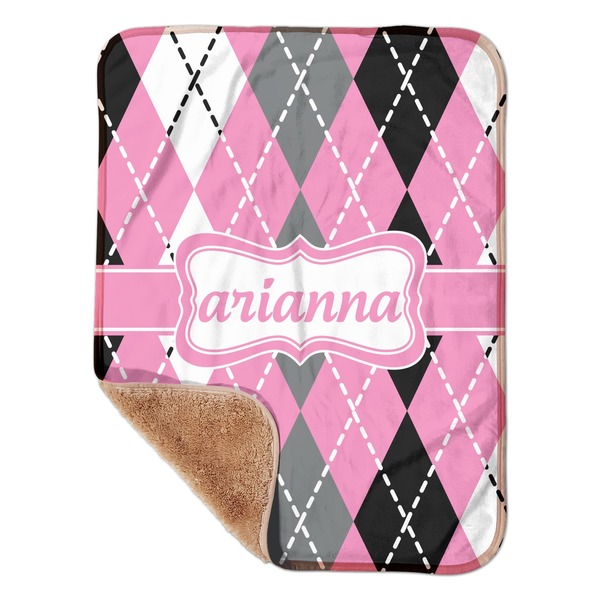 Custom Argyle Sherpa Baby Blanket - 30" x 40" w/ Name or Text