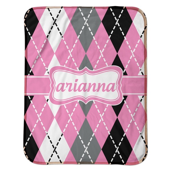 Argyle Baby Sherpa Blanket - Flat