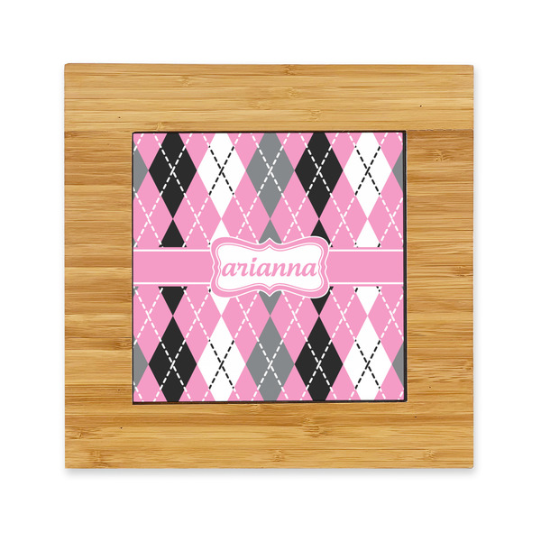 Custom Argyle Bamboo Trivet with Ceramic Tile Insert (Personalized)