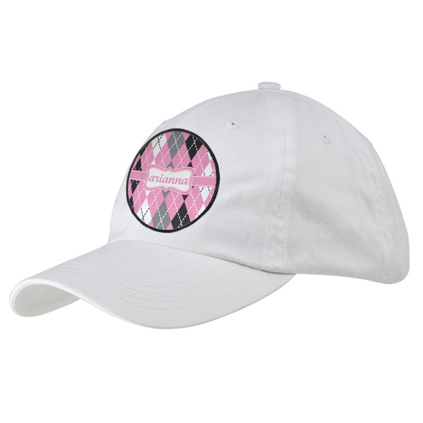 Custom Argyle Baseball Cap - White (Personalized)
