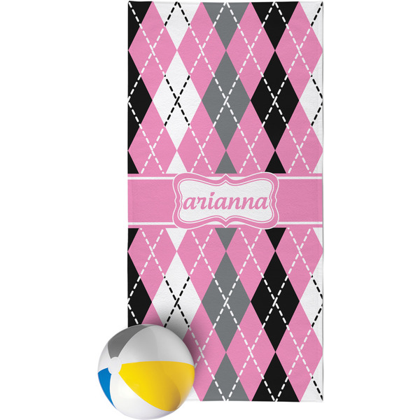 Custom Argyle Beach Towel (Personalized)