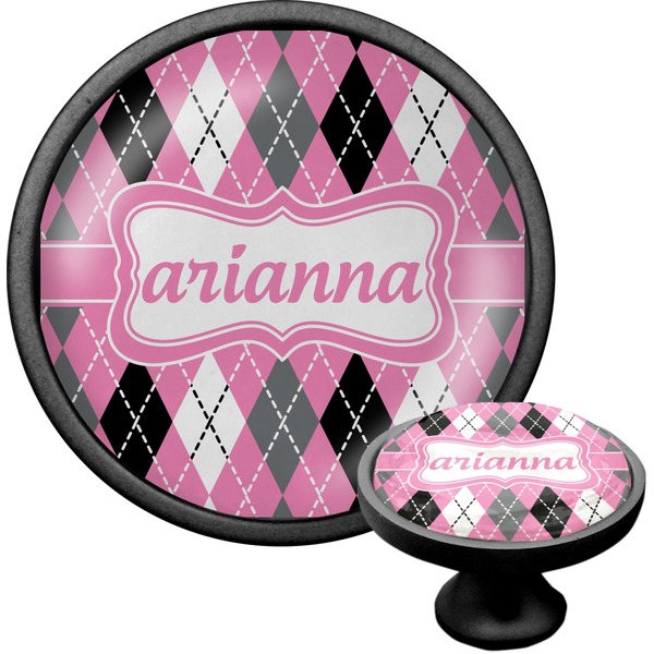 Custom Argyle Cabinet Knob (Black) (Personalized)