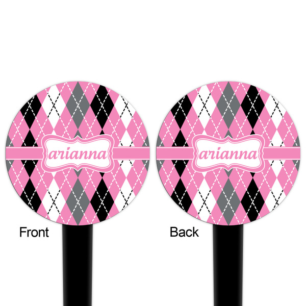 Argyle Black Plastic 4" Food Pick - Round - Double Sided - Front & Back
