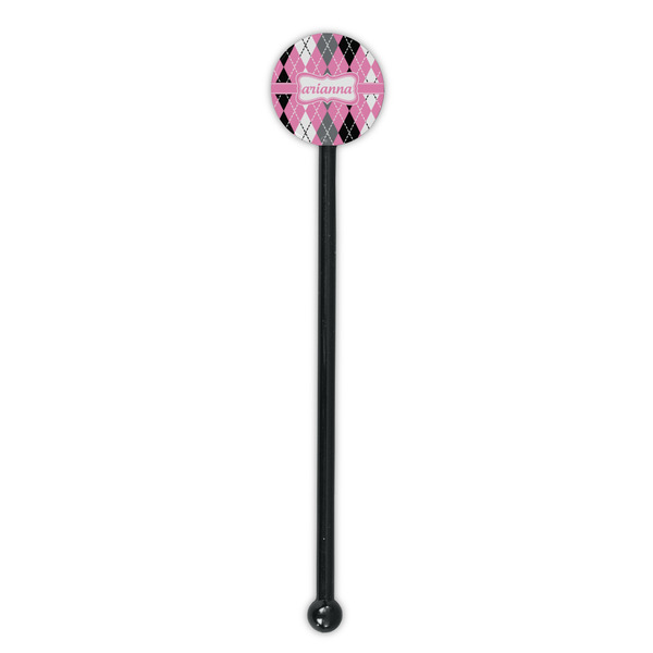 Argyle Black Plastic 5.5" Stir Stick - Round - Single Stick