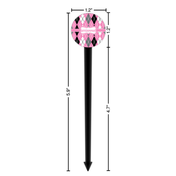 Argyle Black Plastic 6" Food Pick - Round - Dimensions