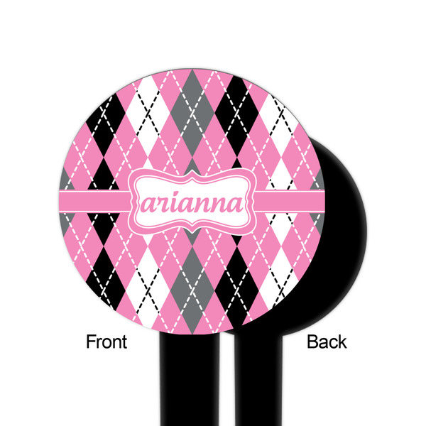 Argyle Black Plastic 6" Food Pick - Round - Single Sided - Front & Back