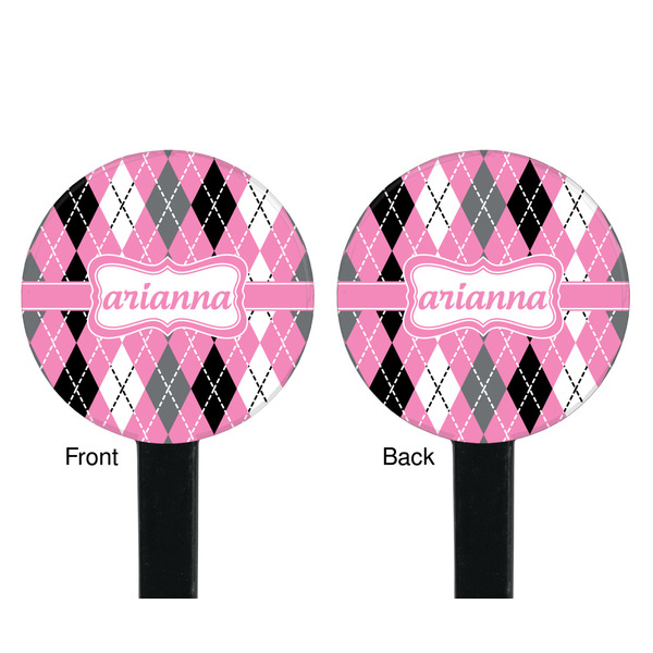 Argyle Black Plastic 7" Stir Stick - Double Sided - Round - Front & Back