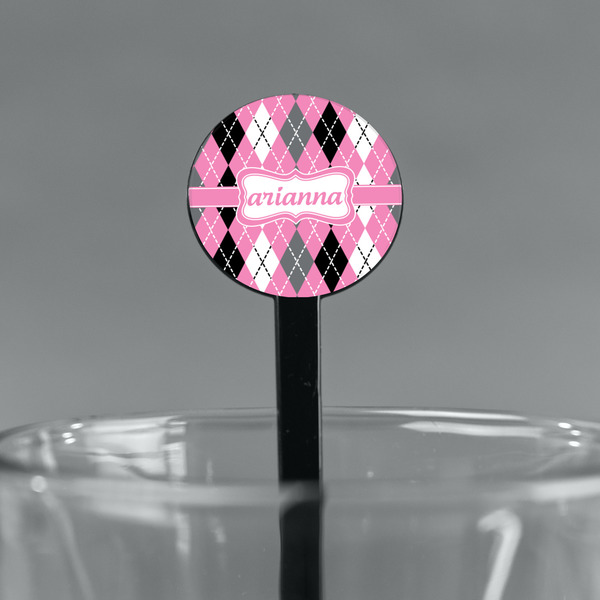 Argyle Black Plastic 7" Stir Stick - Round - Main