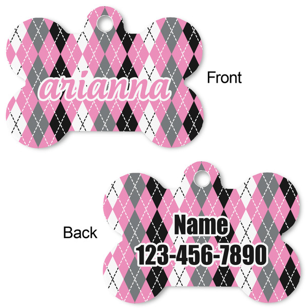 Argyle Bone Shaped Dog ID Tag - Large - Approval