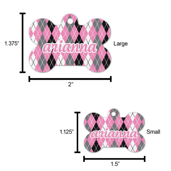 Argyle Bone Shaped Dog ID Tag - Large - Scale