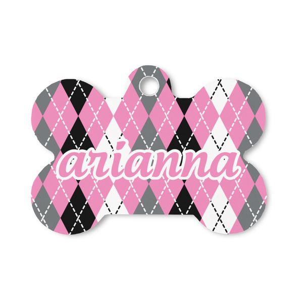Custom Argyle Bone Shaped Dog ID Tag - Small (Personalized)