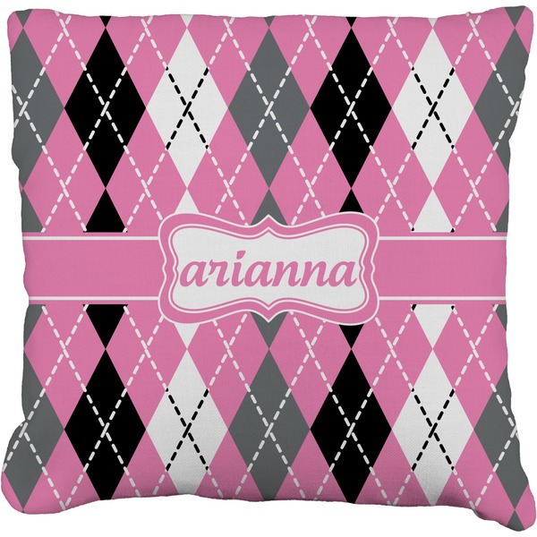 Custom Argyle Faux-Linen Throw Pillow (Personalized)