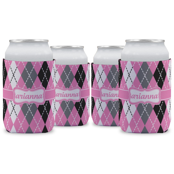 Custom Argyle Can Cooler (12 oz) - Set of 4 w/ Name or Text