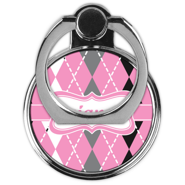 Argyle Cell Phone Ring Stand & Holder - Front (Collapsed)