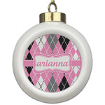 Argyle Ceramic Ball Ornament (Personalized)