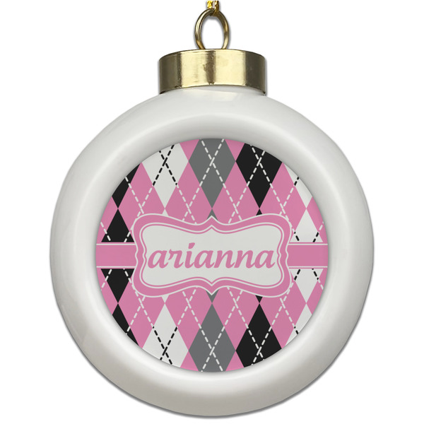 Custom Argyle Ceramic Ball Ornament (Personalized)
