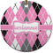 Argyle Round Ceramic Ornament w/ Name or Text