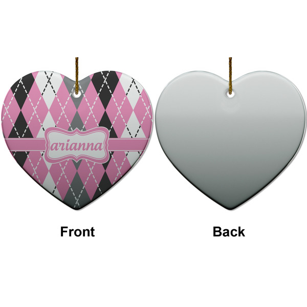 Argyle Ceramic Flat Ornament - Heart Front & Back (APPROVAL)