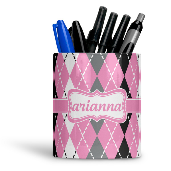 Custom Argyle Ceramic Pen Holder